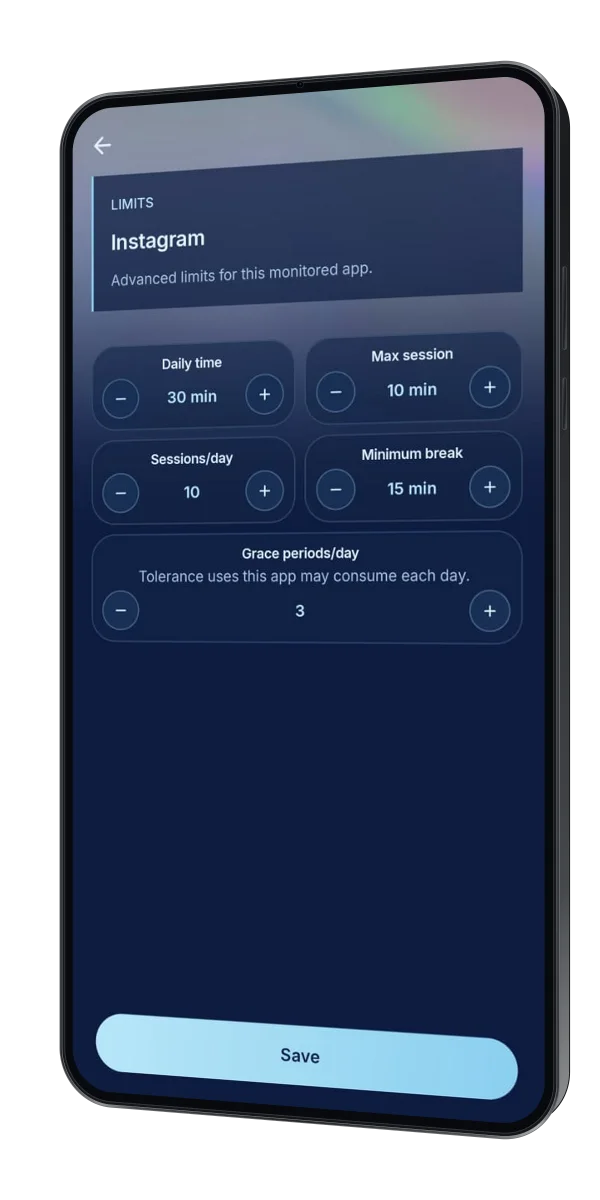 Scroll Hush advanced limits and enforcement settings