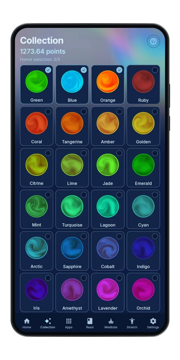 Scroll Hush Orbit Collection of unlocked orbits